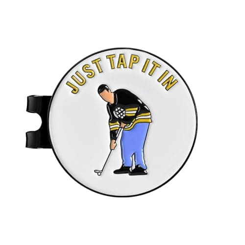 ZEETY Funny Golf Ball Marker with Magnetic Hat Clip – Golf Accessories for Men and Women, Great Golf Gift for Players with Attitude (JUST TAP IT in)