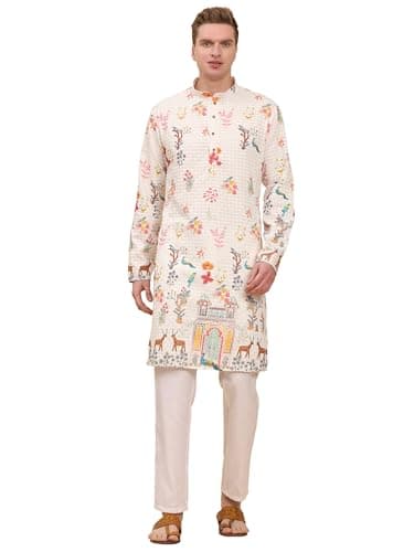 Pro-Ethic Style Developer Mens Indian Traditional Cotton Kurta Sets, Men Kurta Set Indian Wedding Dress New Outfit, White
