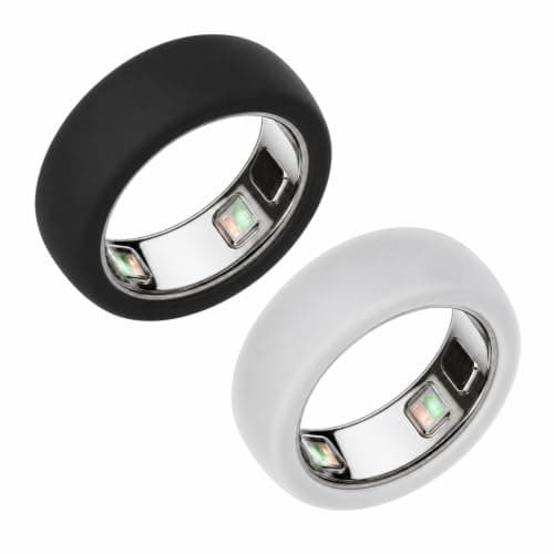Silicone Case Compatible with Oura Ring 5, 2 Pack Soft Smart Ring Protector Cover, Anti-Scratch Lightweight Ring Protective Sleeve for Women Men, Size 10-13, Black and Transparency
