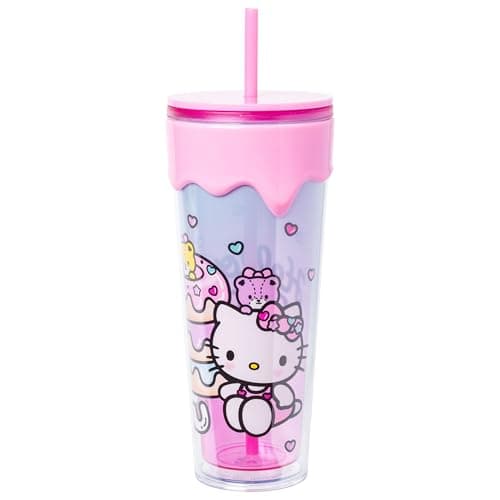Silver Buffalo Sanrio Hello Ki...Pink, and Tiny Chum, 26 Ounces