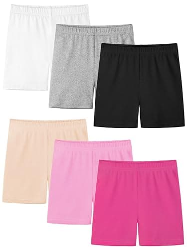 Resinta 6 Pack Girls Bike Shorts Under Dress Dance Cartwheel Shorts for Toddler Kids Summer Clothes Multicolor