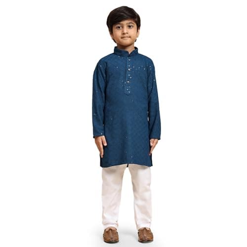Pro-Ethic Style Developer Boys Cotton Kurta Set For Kid's Indian Traditional Wear | Cotton Kurta Set (S-227), 4-5 years, Blue