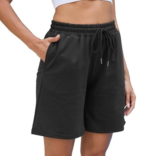 EZPERY Womens Athletic Shorts Jogger Sweat Summer Loose Drawstring Bermuda Shorts with Pockets Black