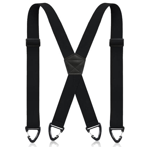 Sintege X Back Hidden Suspender Heavy Duty Work Suspenders 1.5 Inches Hook Suspenders Under Clothing for Men Women(Black)