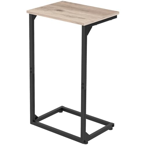 AMHANCIBLE C Shaped End Tables, Couch Side Tables that Slide Under, TV Trays for Living Room, Bedroom, Small Space, Sofa, Grey HET02BGY-1