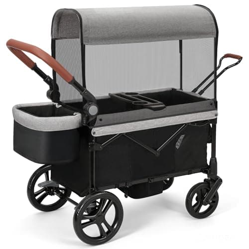 ELEMARA All-Terrain Stroller W...rs, Storage Basket, Grey+Black