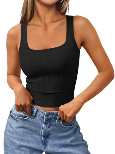 Women's Trendy Queen Cropped Ribbed Camisole Tank Top in Large (Black) $5