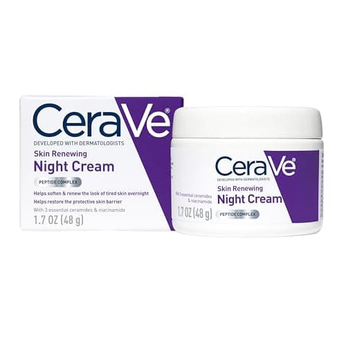 CeraVe Skin Renewing Night Cream, Peptide Complex, Hyaluronic Acid & Ceramide Moisturizer for Face, 1.7 Ounce