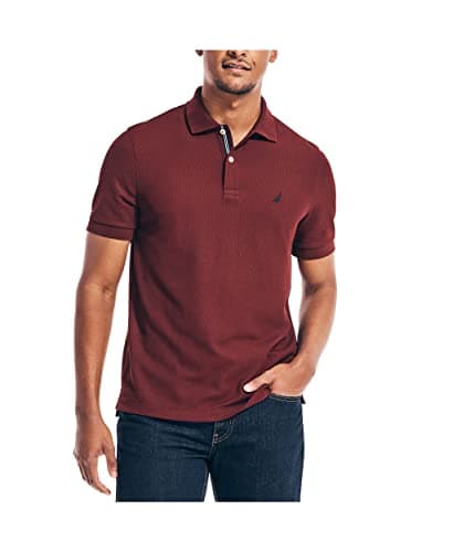 Nautica Men's Classic Short Sleeve Solid Polo Shirt, Royal Burgundy, Medium