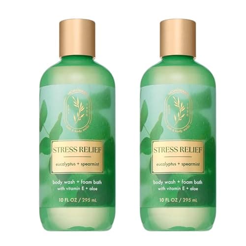 Bath & Body Works Eucalyptus Spearmint Body Wash & Foam Bath, Aromatherapy Cleanser with Vitamin E & Aloe, Non-Drying & Gentle for Daily Use, 10 fl oz - 2 Pack
