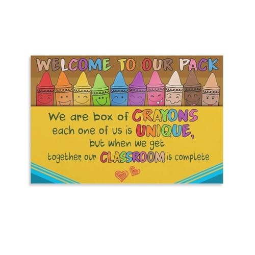 JBBGO Crayons Poster, Welcome To Our Pack We Are A Box Of Crayons Each One Of Us Is Unique, Classroom Rules Poster, Wall Art, Back To School Gift For Teacher, Unframed, 12x18inch(30x45cm)
