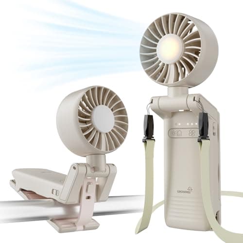 GROWNSY Portable Stroller Fan w/ Clip, Rechargeable Battery & Night Light (Beige) $9.10