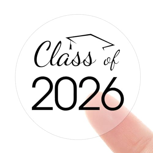 Anwyll Graduation Stickers 2026 - Black Clear Class of 2026 Stickers 120Pcs 1.6'' Graduation Envelope Seal Label Sticker Self Adhesive Congrats Grad Cap Hat Sticker for Senior College Grad Party Favor