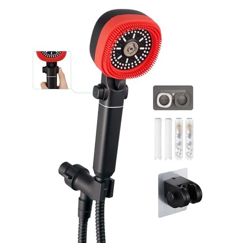 Umyder Handheld Shower Head with ON/OFF Switch for Water Saving,High Pressure Filtered Shower Head with Long Hose and Bracket&Low Reach No Drilling Wall Mount Shower Holder