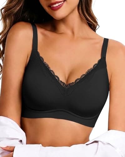 HORISUN V-Neck Lace Trim Jelly Support Wireless Bra (Limited Sizes) $5