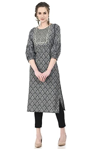 AnjuShree Choice Women Indian Kurtis for women Grey | ORDER 1 SIZE BIGGER