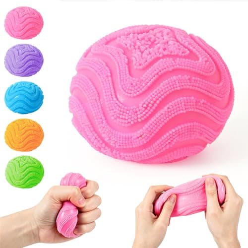 Fuzz Ball, Squishy Stress Ball, Soft Fidget Toy for Anxiety Relief, Fuzz Stress Ball, Sensory Squishy Ball Calming Tactile Grip for Focus & Relaxation (Pink)