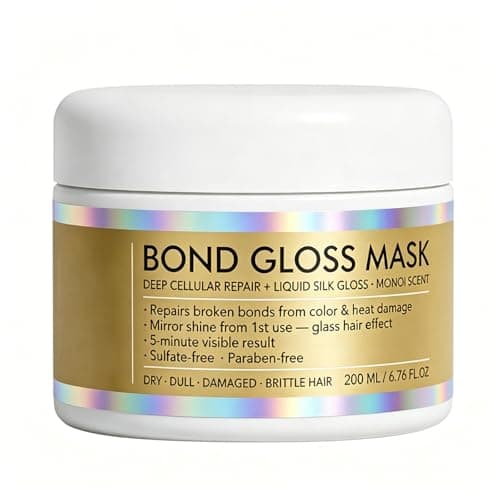 pjpkow Maybe Paris Bond Gloss Mask, Deep Repair Hair Mask with Keratin & Hyaluronic Acid, for Dry, Damaged, Dull Hair, Sulfate-Free & Silicone-Free, 6.76 fl oz