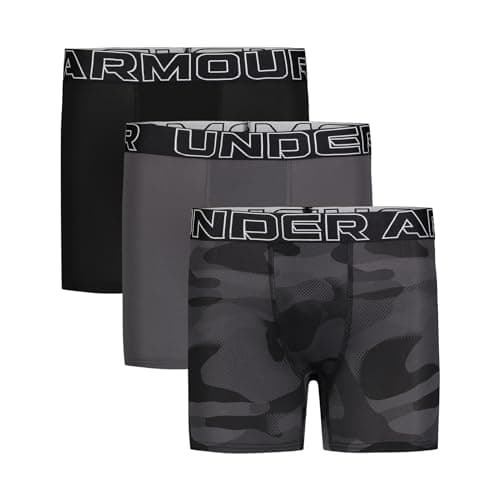 Under Armour Boys Performance Tech Boxer Briefs - Solid 3-Pack (Big Kids), Large, Black