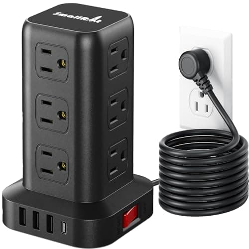 Amazon US, 50% OFF - Premium Surge Protector Tower w/ 10FT Extension Cord, USB Ports and 12 AC Outlets