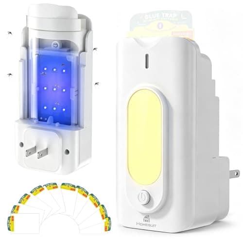 Homesuit Plug-in Fly Trap Indoor, 5W UV & Small Night Light Insect Trap with 10 Sticky Glue Cards, Flying Insect Catcher for Gnats, Moths in Home, Kitchen, Bedroom