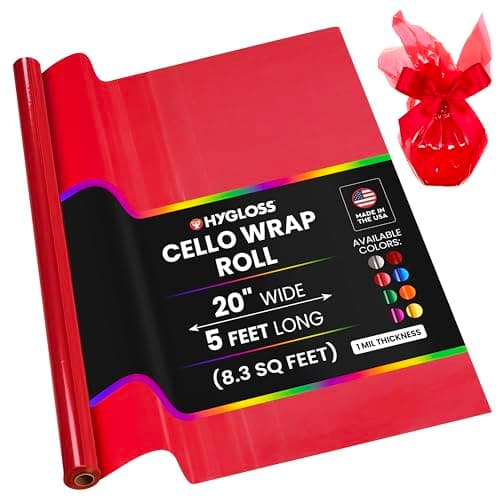 Hygloss Products Cellophane Ro... Baskets 20 Inch x 5 Feet, Red