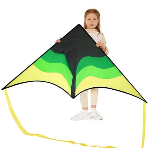 SYNCFUN Large Delta Kite Gradient Green– Easy to Fly for Kids and Adults, Beach Kite with 328 ft String for Outdoor Games and Activities