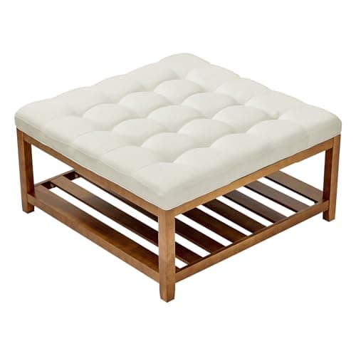 VEVOR Large Square Ottoman Cof...iving Room, 400 LBS, Off-White