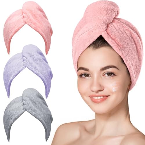 Prime Members: 3-Pk Hicober Microfiber Hair Towel Wraps (Pink/Purple/Grey) $6.10 w/ S&S + Free S&H