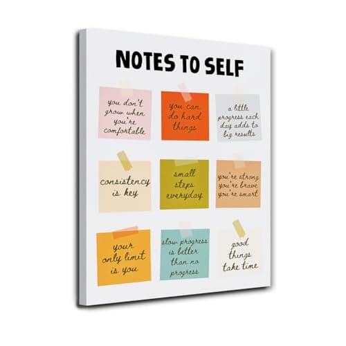 JINYO Mental Health Wall Decor, Notes to Self Inspirational Canvas Wall Art Framed, Self Love Positive Affirmations Posters for Therapy Psychological Counselor Office Decor, 11x14 Inch