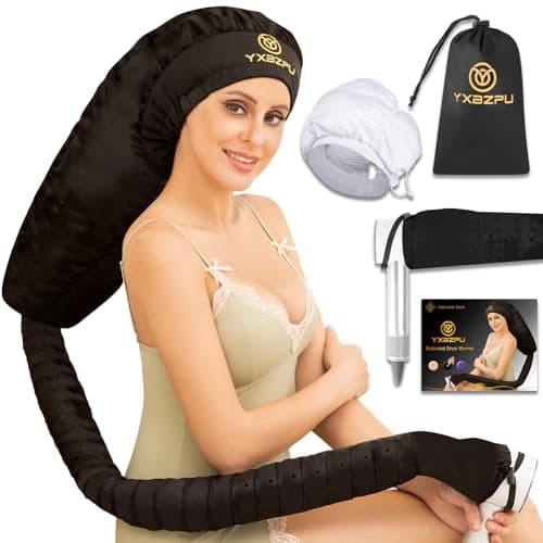 Bonnet Hair Dryer, Hooded Hair Dryer Attachment, Dryer Hooded Diffuser Cap for Curly,Speeds Up Drying Time, Safety Deep Conditioning At Home(Black)