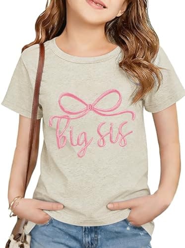 Toddler Girl Big Sister Shirts Announcement T-Shirt Kids Short Sleeve Tee Tops Promoted to Big Sister Blouse (Heather Gray, 2-3T)