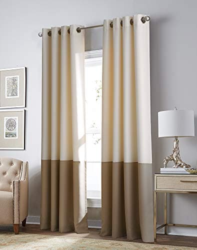 Curtainworks 1Q806608IV Kendal...108-inch, Ivory/Camel Blackout