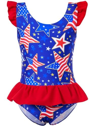 Vieille 4th of July Swimsuits for Girls 4T Girl Swimsuit 5T Bathing Suit One Piece Patriotic Holiday