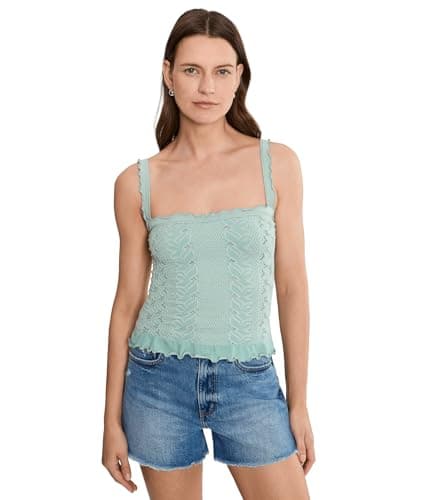 Free People, Women's, So Soft Frill Square Neck Tank, FP Mermaids Tail, X-Small-Small