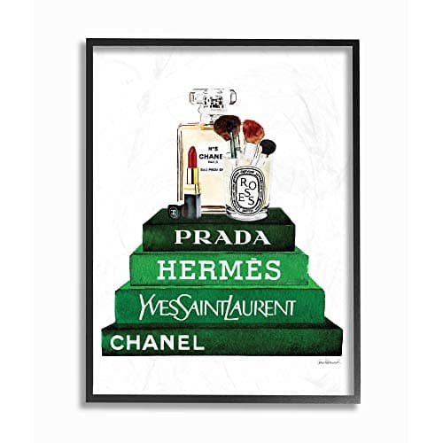 'Fashion Designer Makeup Bookstack Green'| Framed Giclee Art
