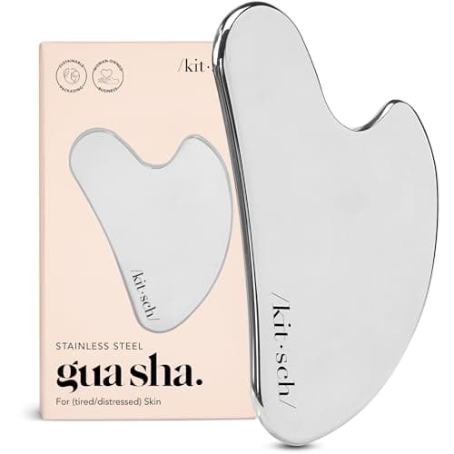 Kitsch Stainless Steel Gua Sha Facial Tools - Guasha Tool for Face, Face Sculpting Tool, Neck Massager, Double Chin Reducer Gua Sha Tools, Lymphatic Drainage Massager, Facial Skin Care - Silver