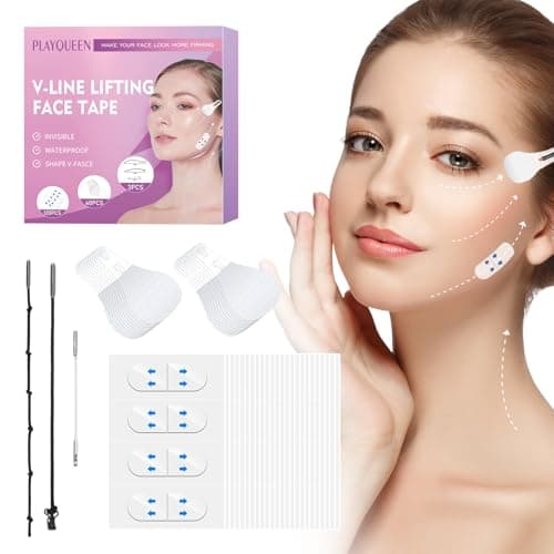PLAYQUEEN 160PCS Face Lift Tape for Women, Invisible Face Tape Lifting Support for Jawline & Double Chin, Waterproof Neck Lift Tape, V Line Face Slimming Tape for Sagging Skin