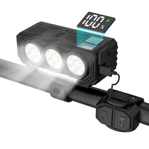 BUCKLOS 21 LED Super Bright Bike Lights for Night Riding, USB Rechargeable 900 Lumen Bike Headlight with Battery Display & Remote Horn, IPX6 Waterproof 5 Modes MTB Road Commuting for Adult Kid