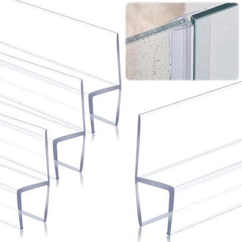 Pangda 4 Pack 3/8" x 39" Shower Door Seal Frameless Glass Shower Door Bottom Side Seal Strip Sweep Clear for Bathroom, Stop Water Leaks, Create a Water Barrier(H Type)