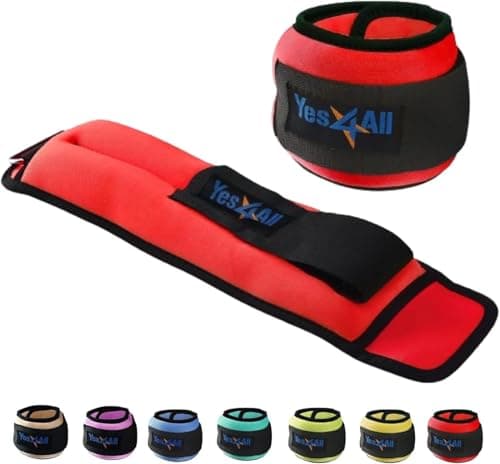 Yes4All Wrist & Ankle Weights ... Fitness Workout (5lb x2, Red)