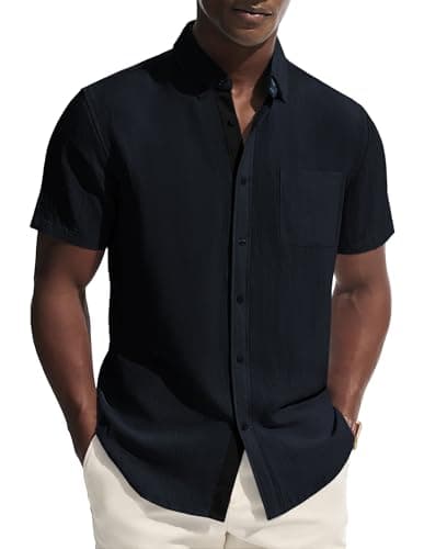 PJ PAUL JONES Men's Button Down Linen Short Sleeve Dress Shirts (Various) from $8.24 + Free Shipping w/ Prime or on $35+