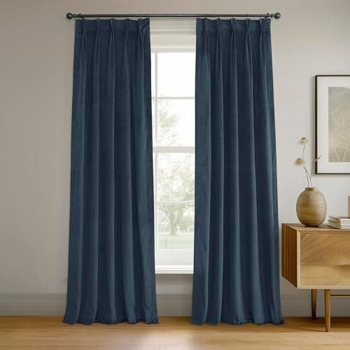 HPD Half Price Drapes Velvet B...om - 25W X 108L, Midnight Blue