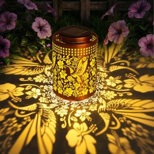 ZKLiLi Solar Lanterns Outdoor Waterproof Hummingbird Garden Decor Gifts for Women Mom Grandma Hanging Solar Lights Metal Solar Decoration Outside for Yard, Patio, Backyard, Porch