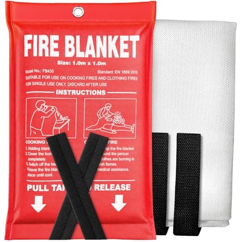 Andyssey Fire Blanket- 40" x 40" CE Certified Fiberglass Prepared Emergency Fire Blanket for Home and Kitchen, RV, Grill, Fireplace, Safe & Easy for Young Adults and Elderly Living Alone