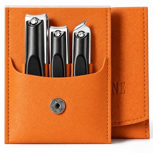 Upgraded 20% Ultra Sharper All-in-One Fingernail and Toenail Clippers, 15% Thicker Sturdy DE-420J2 Stainless Steel, Great Gifts Nail Clippers for Seniors Toe Nail Clippers Case (3-in-1 Jet Black)