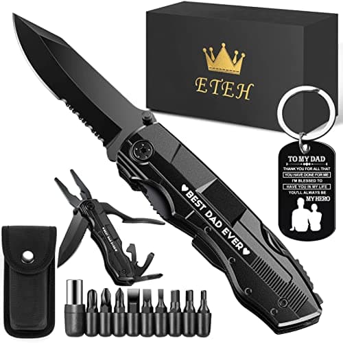 Fathers Day Dad Gifts from Daughter Son Wife Kids,BEST DAD EVER Multitool Knife,Christmas Birthday Father Day for Dad Step New Dad,Unique Camping Hunting Cycling Gift Ideas