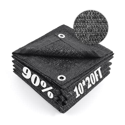 Cool Area 90% Sun Shade Cloth Mesh Tarp with Grommets for Plant Cover 10x20ft Patio Canopy Garden Pergola Greenhouse Car Barn Kennel Black