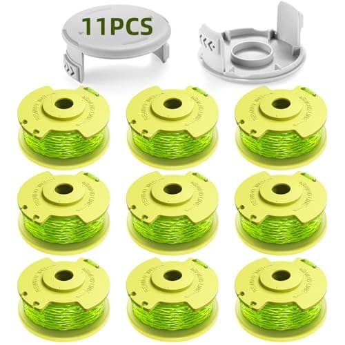 YWTESCH Trimmer String for Ryobi One Plus+ AC80RL3,11 FT/0.080-Inch,Spool Replacement Compatible with Ryobi 18v, 24v, and 40v Cordless Trimmers (9 Pack Trimmer Line & 2 Pack Trimmer Cap)