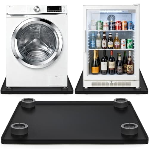 Fasmov Mini Fridge Silicone Mat with 4 Base Raisers, 19.7" x 19.7" x 0.7" Under Refrigerator Drip Pan, Leak-Resistant Floor Protector Carpet for Refrigerators, Washing Machine, Dishwasher